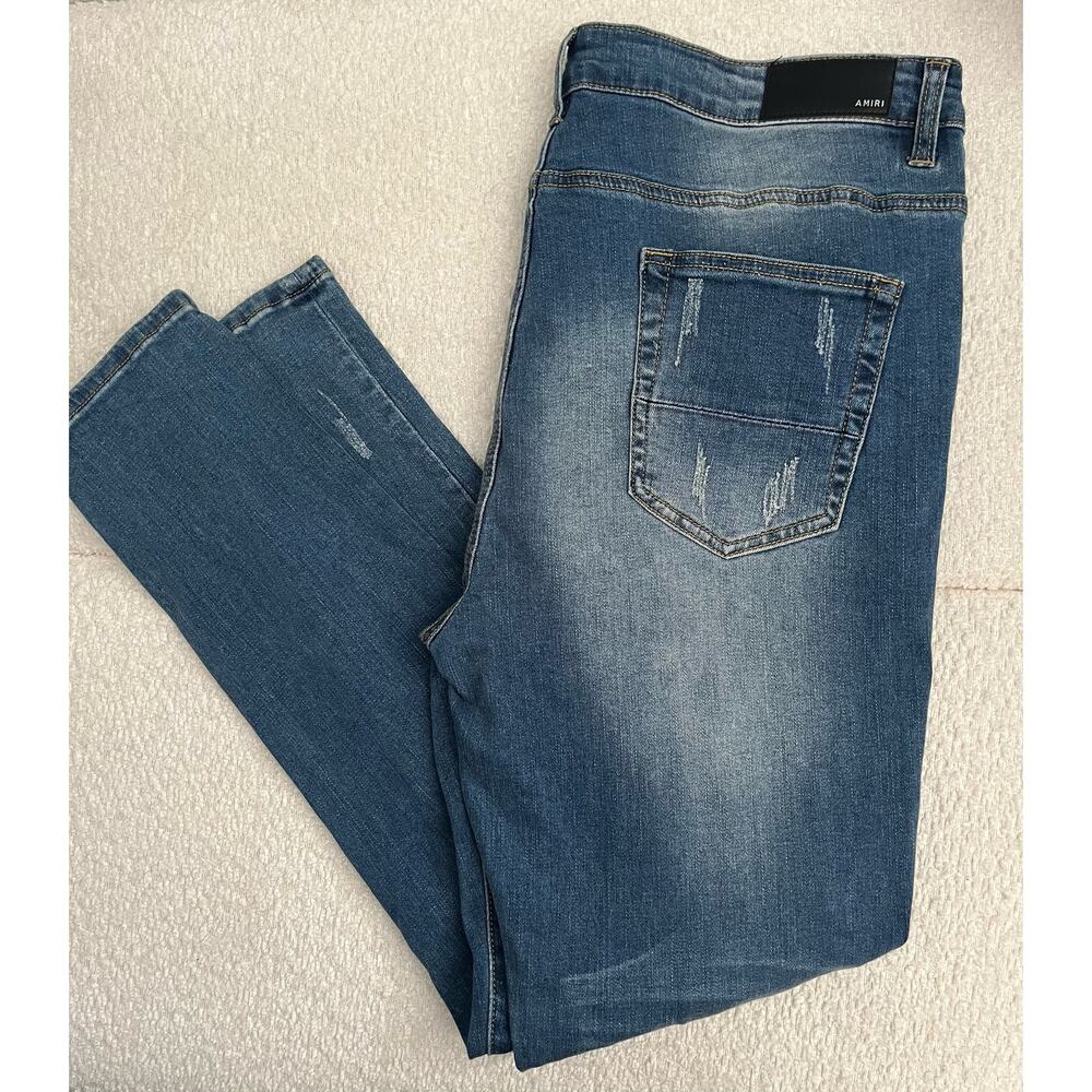 AMIRI Denim Jeans Sz 40 Distressed Ripped Repair Patched - Picture 7 of 10